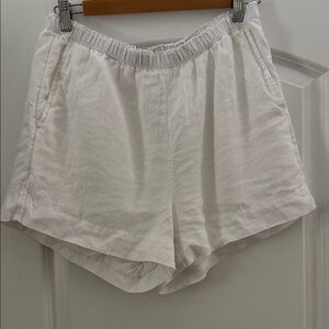 J. Crew High Waist White Linen Shorts